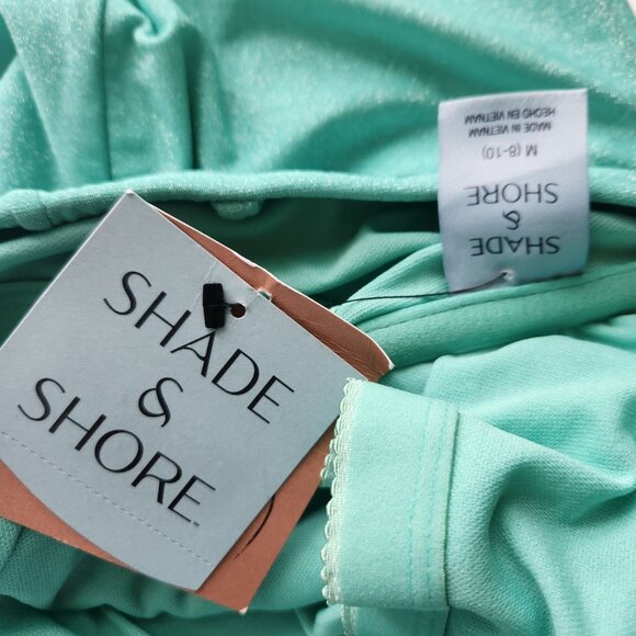 Shade & Shore Turquoise One Piece Swimsuit W Shell Accents Removable Straps Sz M - Picture 7 of 11